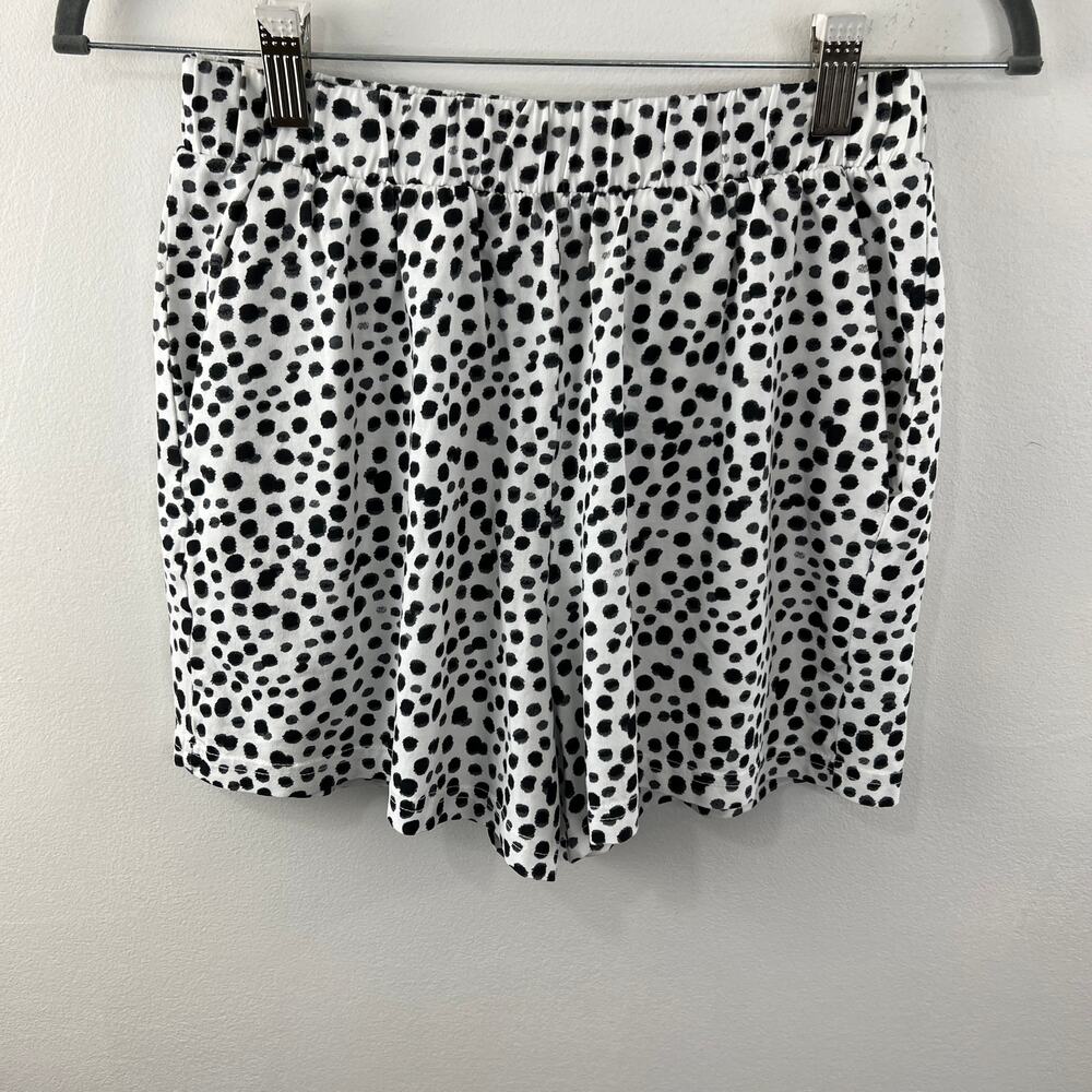 Monki Organic Cotton Dalmation Polka Dot Beach Shorts Black White ASOS Casual XS